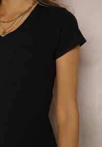 Renee - Czarny T-shirt Mirasura. Kolor: czarny. Materiał: dzianina. Długość rękawa: krótki rękaw. Długość: krótkie. Wzór: gładki #4