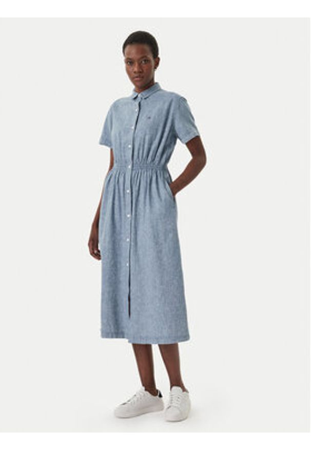Tommy Jeans Sukienka koszulowa DW0DW18556 Niebieski Relaxed Fit. Kolor: niebieski. Materiał: bawełna. Typ sukienki: koszulowe