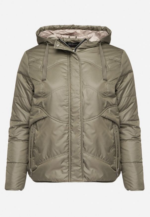 Born2be - Zielona Kurtka Pikowana z Kapturem Karbia. Okazja: na co dzień. Typ kołnierza: kaptur. Kolekcja: plus size. Kolor: zielony. Styl: casual, elegancki