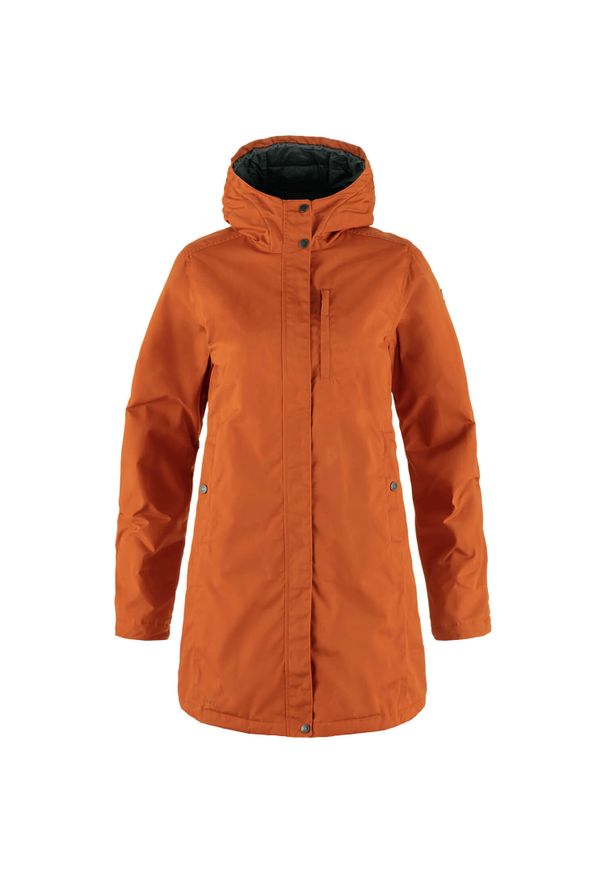 Fjällräven - Kurtka uniwersalna damska Fjallraven Kiruna. Typ kołnierza: kaptur. Kolor: czerwony. Materiał: syntetyk. Długość: długie