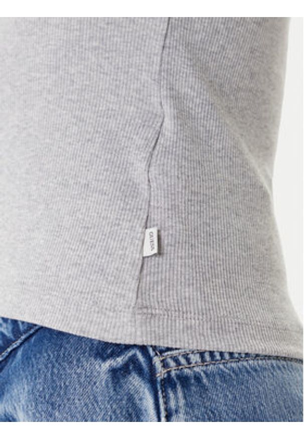 Guess Jeans Bluzka W5YP38 KA0H1 Szary Slim Fit. Kolor: szary. Materiał: bawełna