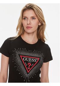 Guess T-Shirt W3BI55 J1314 Czarny Slim Fit. Kolor: czarny. Materiał: bawełna