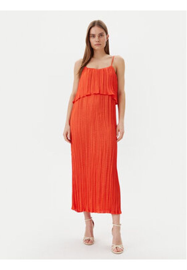 LOLA CASADEMUNT Sukienka letnia MS2516003 Pomarańczowy Regular Fit. Kolor: pomarańczowy. Materiał: syntetyk. Sezon: lato