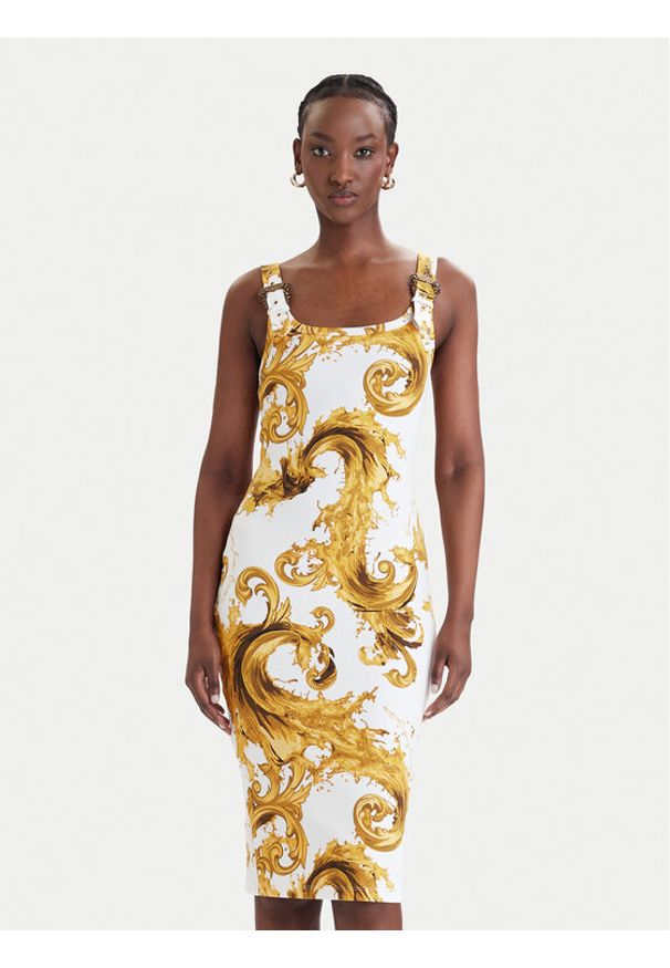 Versace Jeans Couture Sukienka codzienna 80HAO943 JS550 Biały Slim Fit. Okazja: na co dzień. Kolor: biały. Materiał: bawełna. Typ sukienki: proste. Styl: casual