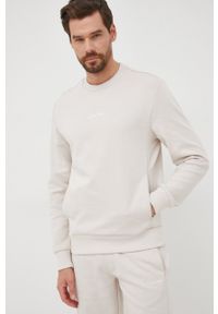 Calvin Klein bluza męski kolor beżowy. Kolor: beżowy. Długość rękawa: długi rękaw. Długość: długie. Wzór: nadruk