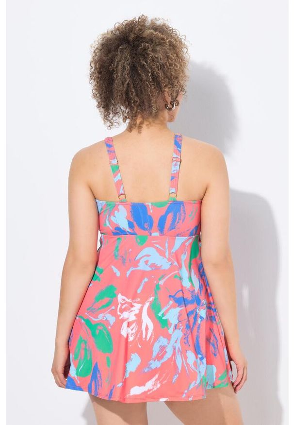 ULLA POPKEN - Damski Strój kąpielowy kwiaty miękkie miseczki z fiszbinami. Kolekcja: plus size. Kolor: pomarańczowy. Materiał: elastan, materiał, poliester, poliamid. Wzór: kwiaty