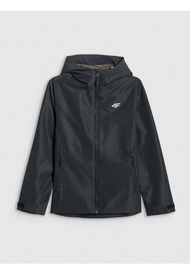 4f - 4F Kurtka przejściowa membrana 5000 dziecięca - czarna 152 (11-12 lat). Okazja: na spacer, na co dzień, na uczelnię. Kolor: czarny. Sezon: lato. Styl: casual