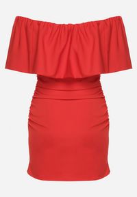 Born2be - Czerwona Dopasowana Sukienka Koktajlowa Hiszpanka Vices Awilisa. Typ kołnierza: dekolt hiszpanka. Kolor: czerwony. Sezon: lato. Styl: wizytowy #5