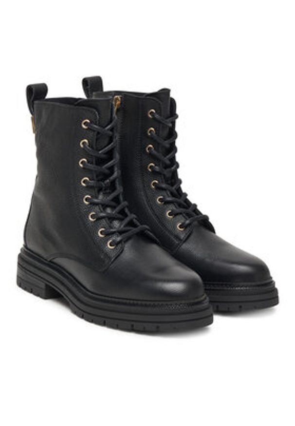 TOMMY HILFIGER - Tommy Hilfiger Trzewiki Th Plaque Pebble Lace Boot Warm FW0FW08767 Czarny. Kolor: czarny. Materiał: skóra