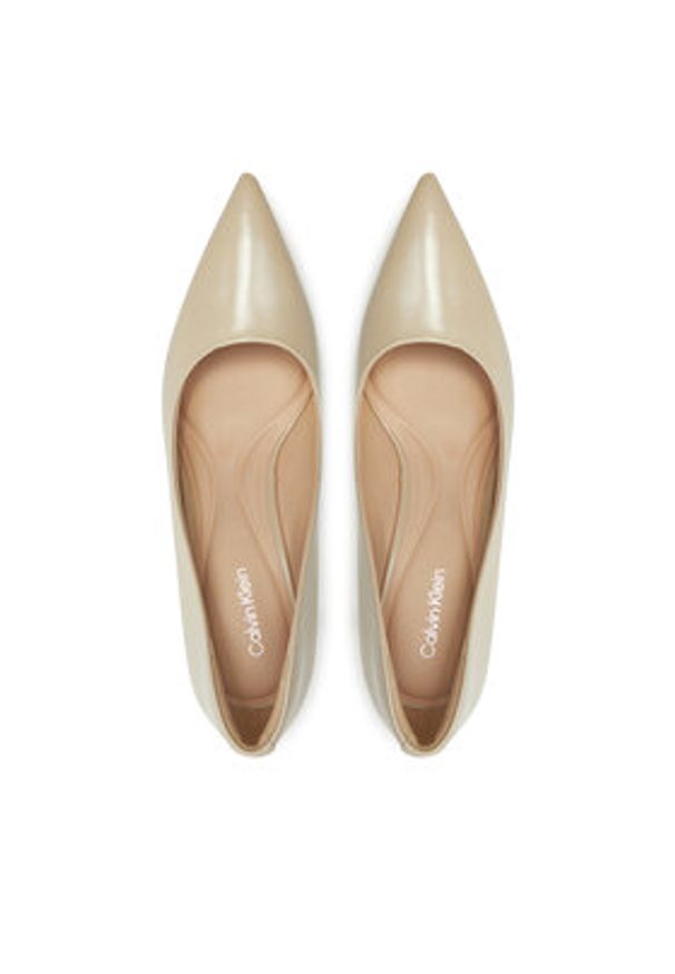 Calvin Klein Szpilki Heel Pump 70 - Brush L HW0HW02446 Beżowy. Kolor: beżowy. Materiał: skóra. Obcas: na szpilce