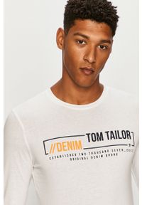 Tom Tailor Denim - Longsleeve. Okazja: na co dzień. Kolor: biały. Materiał: denim. Wzór: nadruk. Styl: casual #1