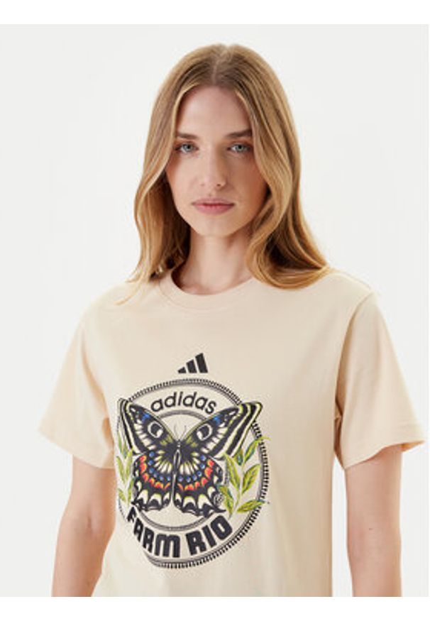 Adidas - adidas T-Shirt FARM Graphic JL8614 Beżowy Regular Fit. Kolor: beżowy. Materiał: bawełna