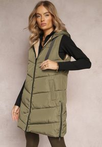 Renee - Zielona Dwustronna Kamizelka Pikowana Miames. Okazja: na co dzień. Kolor: zielony. Materiał: jeans. Wzór: gładki. Styl: sportowy, casual