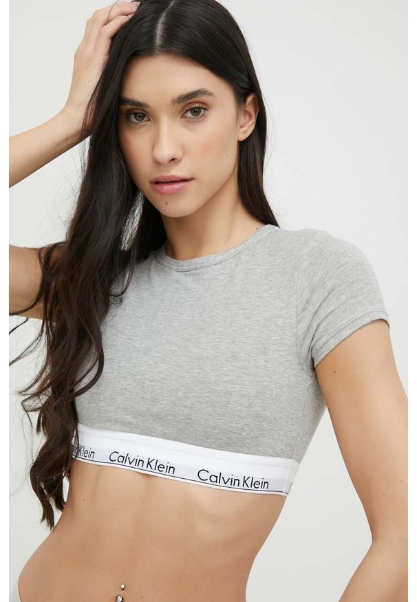 Calvin Klein Underwear t-shirt damski kolor szary. Kolor: szary. Materiał: dzianina
