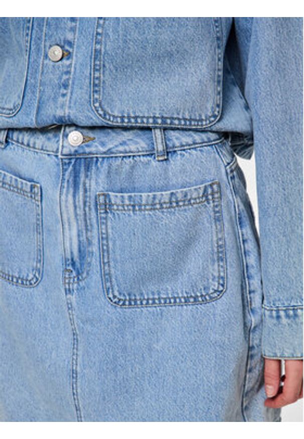 Pieces Spódnica jeansowa Sky 17155880 Niebieski Regular Fit. Kolor: niebieski. Materiał: bawełna