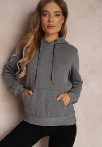 Renee - Ciemnoszara Bluza Basic z Kapturem Corbetes. Typ kołnierza: kaptur. Kolor: szary. Materiał: dresówka, polar, tkanina, prążkowany. Długość rękawa: długi rękaw. Długość: długie. Wzór: gładki, jednolity #3