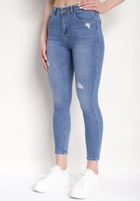 Born2be - Niebieskie Jeansy Skinny z Delikatnymi Przetarciami Acris. Okazja: na co dzień. Kolor: niebieski. Długość: długie. Styl: casual, klasyczny