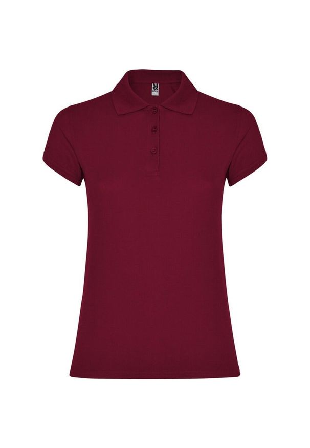 ROLY - Damska Koszulka Polo W Gwiazdki. Typ kołnierza: polo. Kolor: czerwony, wielokolorowy, brązowy