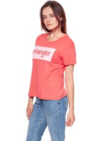 Wrangler - WRANGLER T SHIRT DAMSKI DRAPE TEE DUBARRY W7016DIVZ 112130885. Wzór: nadruk. Styl: vintage #7