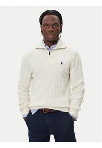 Polo Ralph Lauren Sweter 710974167003 Beżowy Regular Fit. Typ kołnierza: polo. Kolor: beżowy. Materiał: bawełna