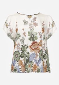 Born2be - Zielona Wiskozowa Bluzka w Kwiaty Talina. Okazja: na co dzień. Kolor: zielony. Materiał: wiskoza. Wzór: kwiaty. Styl: casual, klasyczny, elegancki #1