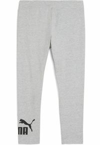 Puma - Damskie legginsy 3/4 z małym logo No. 1 ESS PUMA Light Gray Heather. Kolor: szary. Materiał: guma. Wzór: nadruk