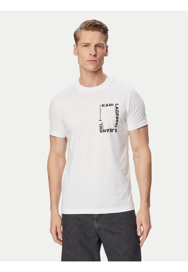 Karl Lagerfeld Jeans T-Shirt B2M17046 Biały Slim Fit. Kolor: biały. Materiał: bawełna