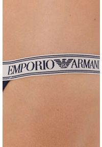 Emporio Armani Underwear Stringi kolor granatowy. Kolor: niebieski. Materiał: materiał, dzianina. Wzór: gładki #3