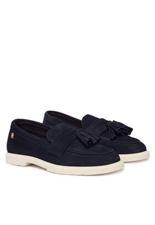 TOMMY HILFIGER - Tommy Hilfiger Mokasyny Light Suede Tassel Loafer FW0FW09285 Granatowy. Kolor: niebieski. Materiał: zamsz, skóra