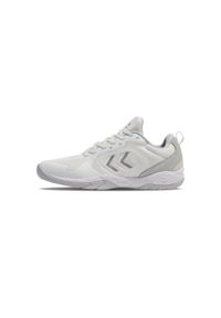 Buty halowe Hummel Speed Court. Zapięcie: sznurówki. Kolor: szary, biały, wielokolorowy. Materiał: materiał, syntetyk, tkanina. Szerokość cholewki: normalna. Sport: piłka ręczna, turystyka piesza #1