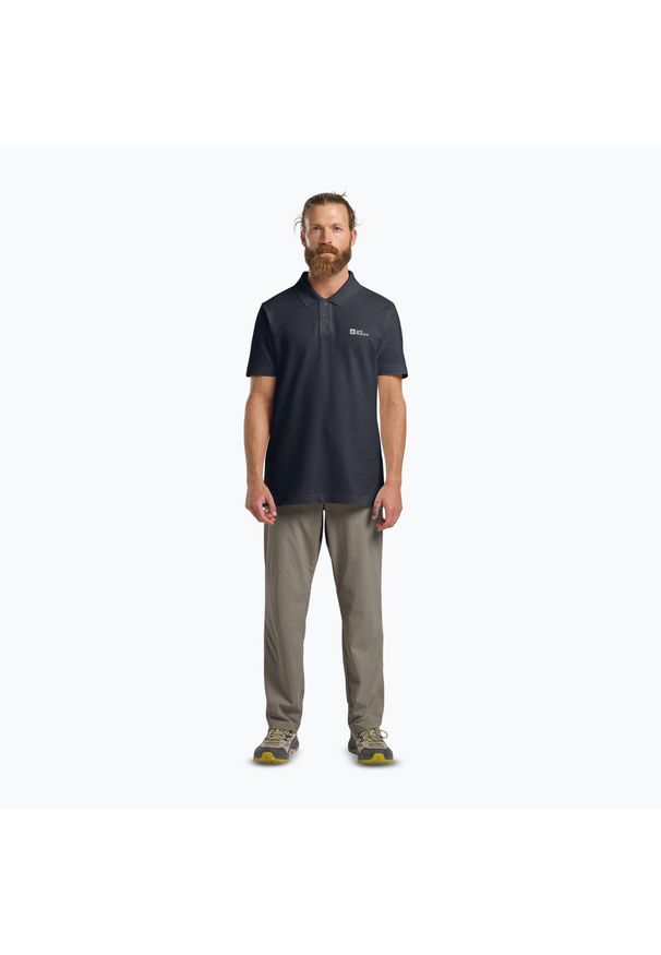 Koszulka polo męska Jack Wolfskin Essential. Typ kołnierza: polo. Kolor: niebieski