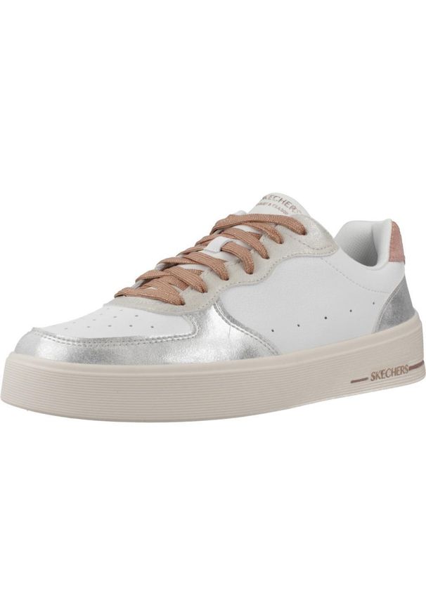 skechers - Kapcie SKECHERS HILAND - SOFT METALS Biały. Kolor: biały. Materiał: syntetyk, tkanina