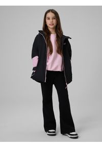 4f - 4F Kurtka membrana 5000 dziewczęca - czarna 140 (9-10 lat). Okazja: na co dzień. Kolor: czarny. Materiał: skóra, materiał. Sezon: lato. Styl: casual #2