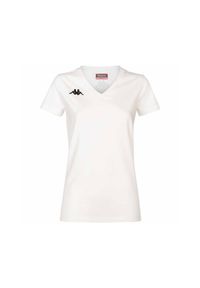 Damski jersey Kappa Brizza. Typ kołnierza: dekolt w kształcie V. Kolor: biały. Materiał: jersey. Sport: piłka nożna