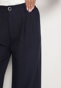 Born2be - Granatowe Szerokie Spodnie z Wysokim Stanem Dolalissa. Okazja: na co dzień. Stan: podwyższony. Kolor: niebieski. Styl: elegancki, casual #5