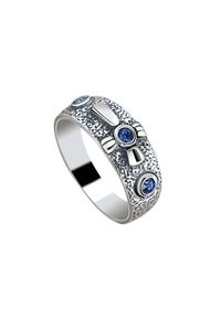 Polcarat Design - Srebrny pierścionek obrączka z kryształami Swarovskiego PK 428. Materiał: srebrne. Kolor: srebrny. Wzór: aplikacja. Kamień szlachetny: kryształ #1