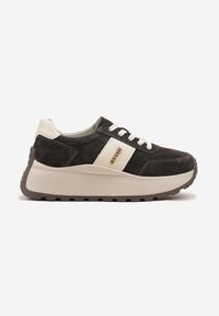Renee - Brązowe Sneakersy z Naturalnego Zamszu ze Skórzaną Wkładką Latisella. Okazja: na co dzień, na spacer. Kolor: brązowy. Materiał: zamsz, skóra. Sport: turystyka piesza #6