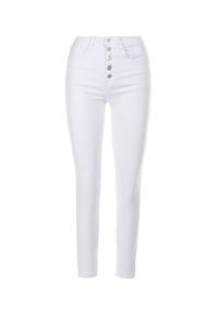 Born2be - Białe Spodnie Skinny Kyllienne. Stan: podwyższony. Kolor: biały. Długość: długie. Sezon: wiosna #2
