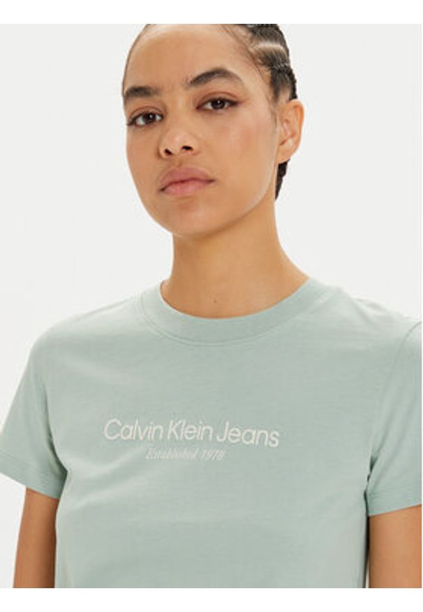 Calvin Klein Jeans T-Shirt Institutional J20J224914 Niebieski Regular Fit. Kolor: niebieski. Materiał: bawełna