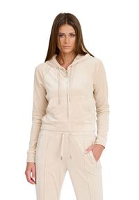 Juicy Couture - JUICY COUTURE Beżowa bluza Madison Hoodie. Kolor: beżowy