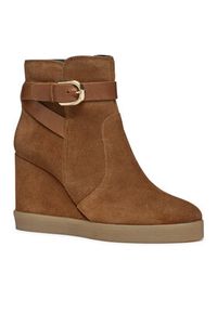 Geox Botki D Elidea Wedge D46VQA 02243 CD500 Brązowy. Kolor: brązowy. Materiał: zamsz, skóra