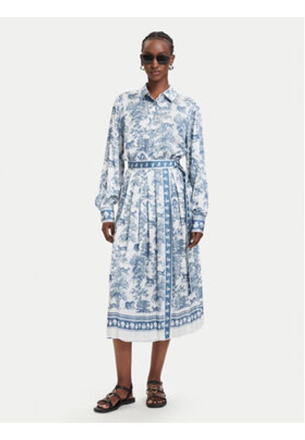 Fracomina Spódnica plisowana FS26SG2005W435K5 Niebieski jasny Regular Fit. Kolor: niebieski. Materiał: syntetyk