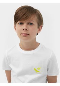 4f - T-shirt z nadrukiem chłopięcy. Kolor: biały. Materiał: bawełna. Wzór: nadruk #2