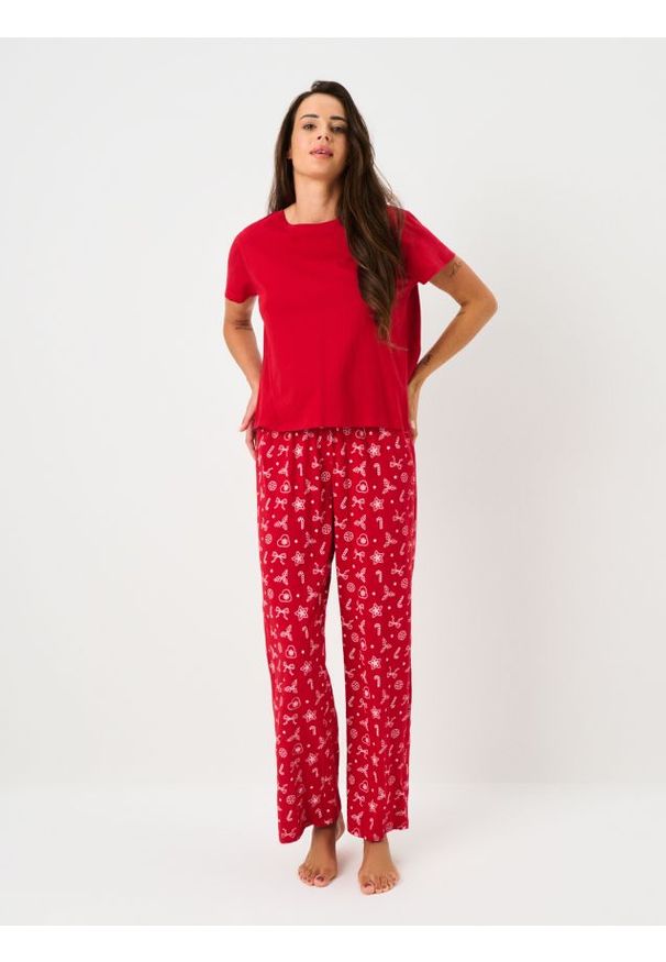 Sinsay - Bawełniana piżama dwuczęściowa - czerwony. Kolor: czerwony. Materiał: bawełna