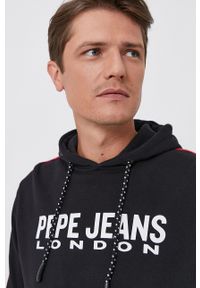 Pepe Jeans Bluza bawełniana męska kolor czarny z kapturem z nadrukiem. Okazja: na co dzień. Typ kołnierza: kaptur. Kolor: czarny. Materiał: bawełna. Wzór: nadruk. Styl: casual #4
