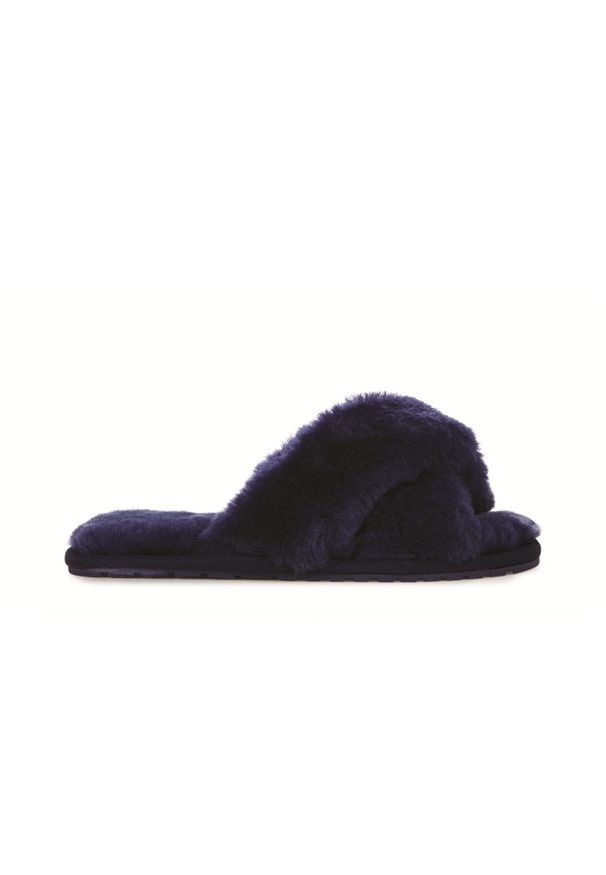 Niebieskie klapki emu eleganckie, w paski