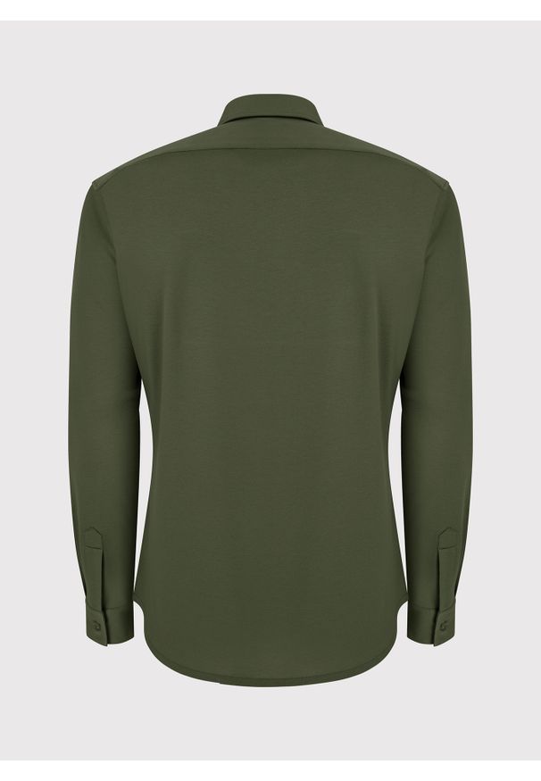 Pako Lorente - PAKO LORENTE – Zielona bawełniana koszula męska. Kolor: beżowy, zielony. Materiał: bawełna. Długość rękawa: długi rękaw. Długość: długie. Wzór: gładki