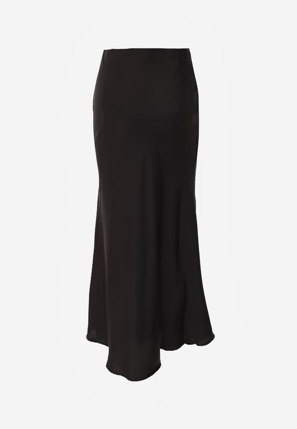 Renee - Czarna Koktajlowa Spódnica z Satyny o Rozkloszowanym Kroju Zinnivira. Kolor: czarny. Materiał: satyna. Styl: wizytowy