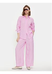 Marella Spodnie materiałowe Apogeo 2413131084 Różowy Regular Fit. Kolor: różowy. Materiał: len