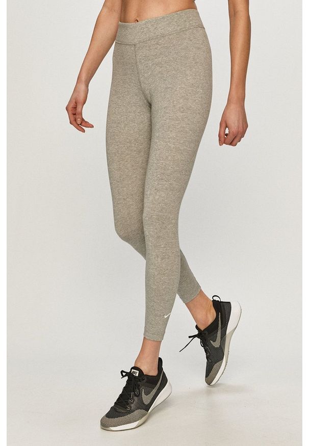 Nike Sportswear - Legginsy. Stan: podwyższony. Kolor: szary. Materiał: dzianina. Wzór: gładki